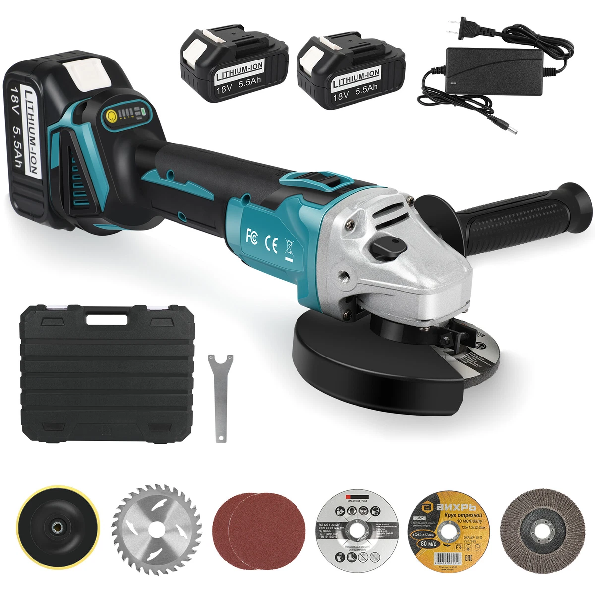 Brushless Cordless 4‑1/2” / 5 Cut‑Off / Angle Grinder with Battery for  Makita