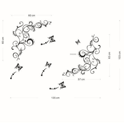 Wall Stickers XXL Flower Vine Tendril Black Wall Tattoo Art Decal Home