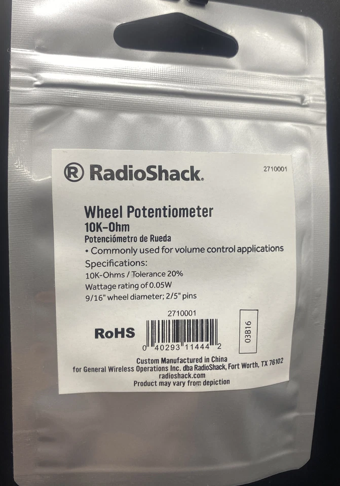 Potenciómetro de rueda #271-0001 por Radioshack Foto 2 de 4