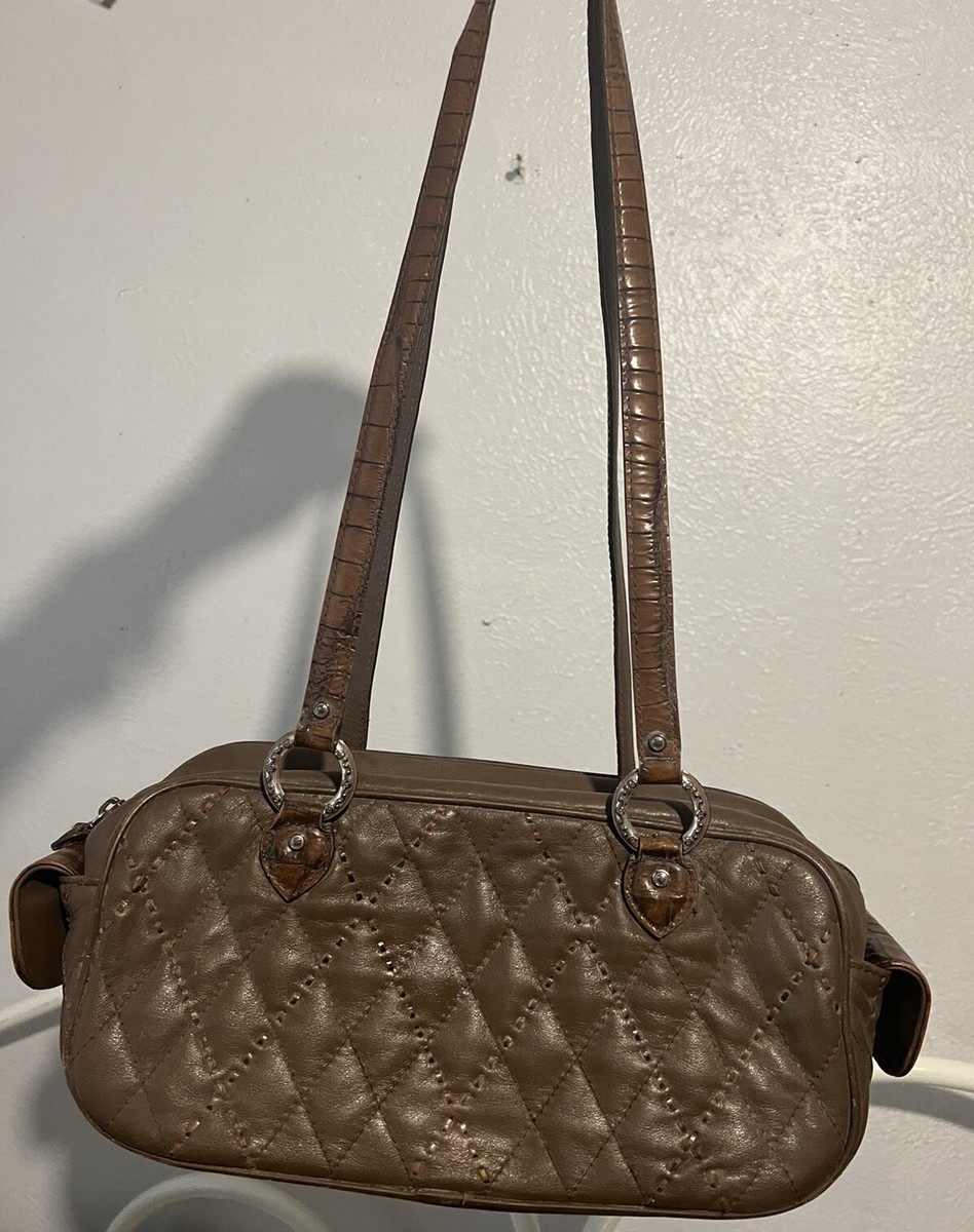 ★TOUT Y EST★ CYLINDER MINI BAGGRAY 1579695 BRIGHTON Cylinder Stitched Zip top Leather Handbag