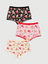 Women's Strawberry Shortcake Kawaii Cute Cartoon Boyshort Panties - Pack of 3