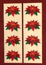 Mrs Grossman's POINSETTIA Sticker Strip LOT of 2 Christmas Flower