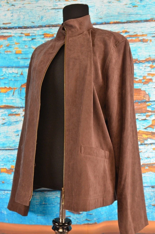 Laura Scott Women's Jacket Size Large Brown Full Zip Casual Cute Outdoor  - Image 2 of 4