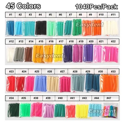 45 Color Dental Elastic Ligature Ties Rubber Power Bands for Orthodontic Braces