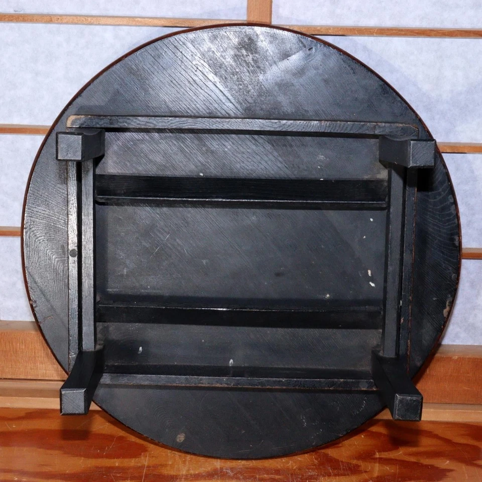 Japanischer klappbarer Chabudai Esstisch aus Holz rund niedrig Vintage WO383 - Bild 4 von 4