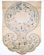 Chinese Antique Silk Embroidery Collar Panel With Figures 19th-20th C 48x35cm