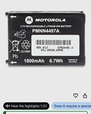 Motorola PMNN4497A Rechargeable Li-Ion Battery 3.7V 1800mAh 6.7Wh Walkie