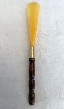 Vintage 12" Shoe Horn w/Bakelite Plastic Wood Handle Brass Connector Boot Helper