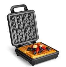 Waffle Maker Large – VonShef 4 Slice Waffle Iron with Non-Stick Plates – 1100W