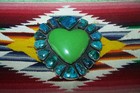 OOAK Southwestern Silver Green Turquoise & Chrysocolla Heart Cluster Belt Buckle — photo 8