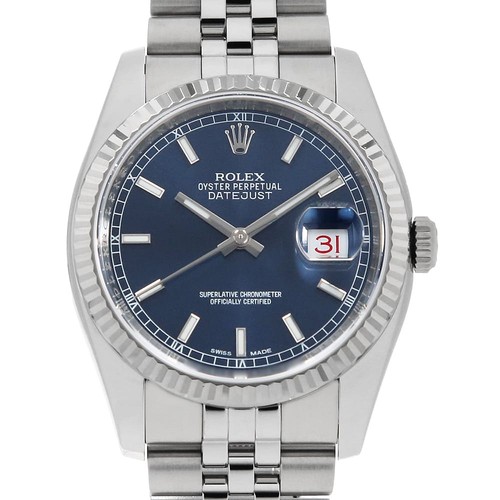 ROLEX Datejust 116234 blue Bar 5 Rows Jubilee Bracelet Random Number second ...