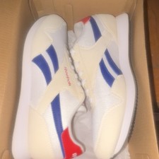 Reebok White Blue Red Colorblock Lace Up Low Top Men's Athletic Sneakers
