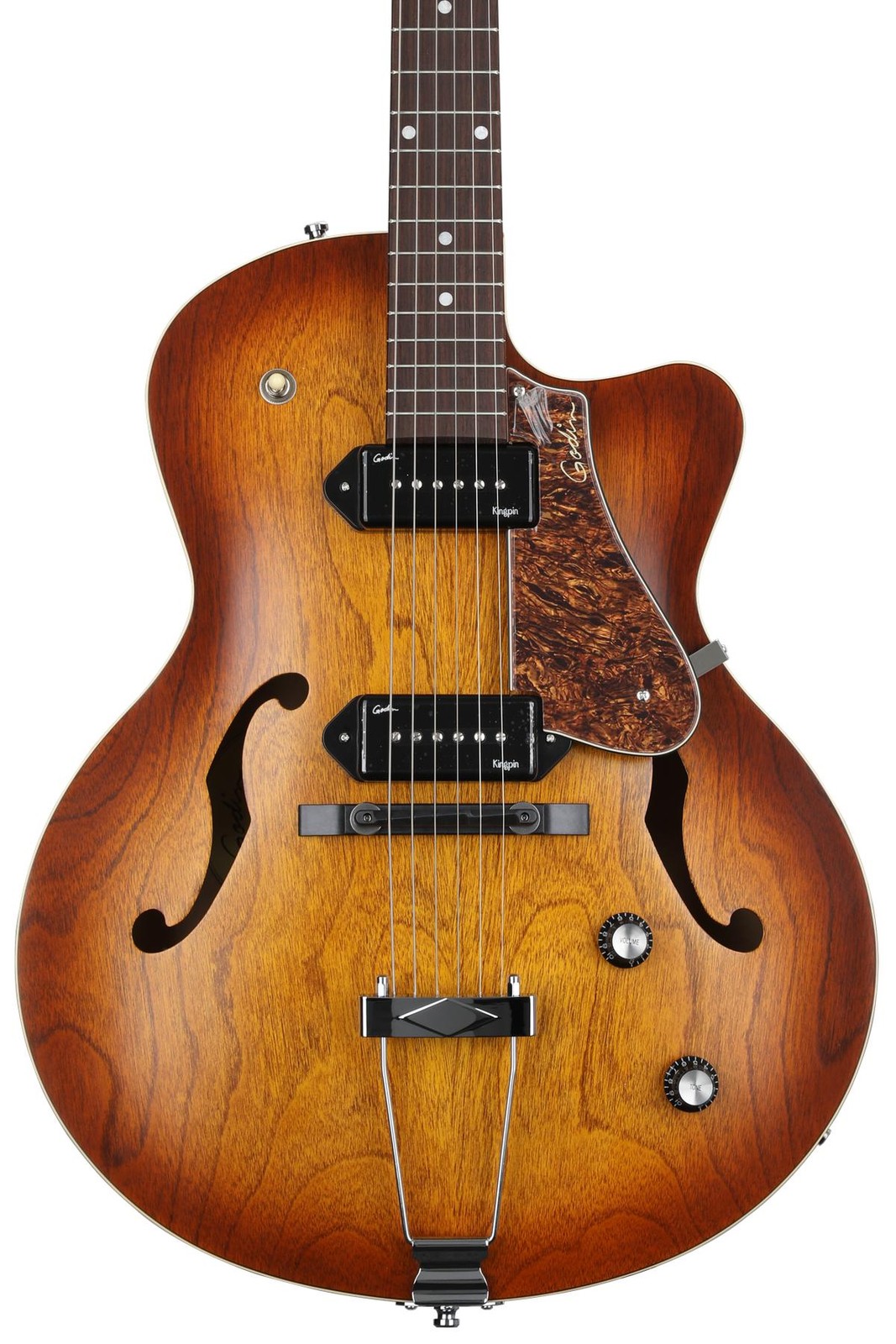 Электрогитара Godin 5th Avenue CW Kingpin II P90 с полым корпусом - Cognac Burst 141890₽
