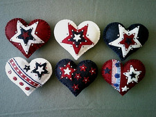 Patriotic Set of 6 Hearts 4th of July Memoria...