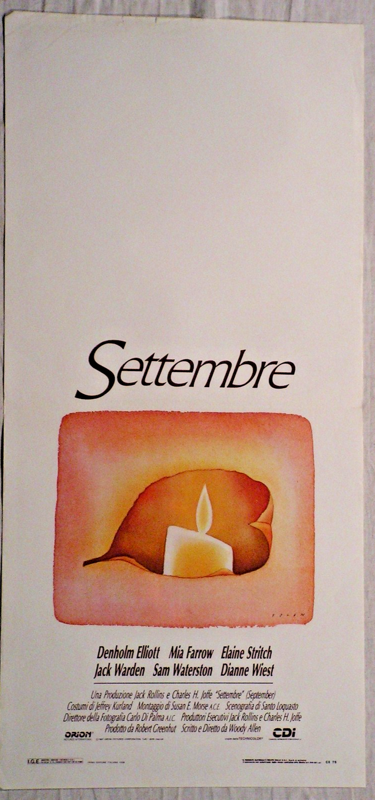 Locandina originale film Settembre (1987) - Regia di Woody Allen