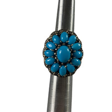 Sterling Silver Turquoise Cluster Statement Ring Womens Oval 4g Southwestern Sz5
