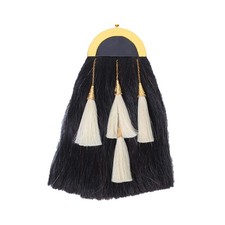 Genuine Black Horse Hair Sporran With 4 White Tassels - Scottish Sporran