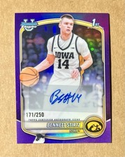 2025-26 Bowman Basketball BENNETT STIRTZ Purple Refractor Iowa AUTO /250 Chrome