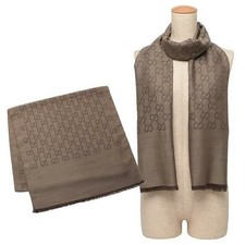 SALE Gucci Scarf Bandana Stole Brown Women's 165904 3G646 9664 Wool/Silk NEW