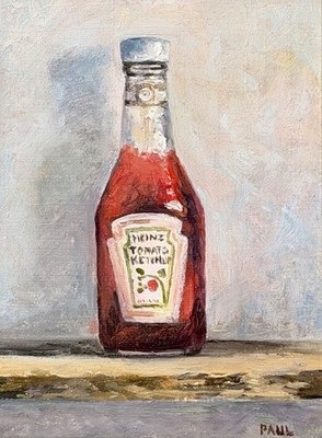 Paul Dennis - ''Tomatenketchup'' - Öl auf Karton, Bild 8'' x 6'' - signiert & gerahmt