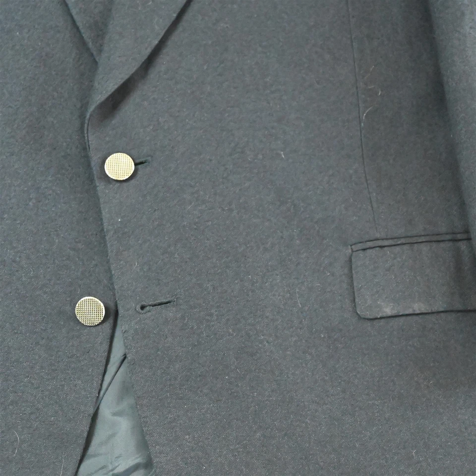 Vtg Mens 54L Navy Blue Flannel Silver Button Mens Blazer Suit Jacket Sport Coat - Image 3 of 4