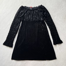 Women’s y2k Whimsigoth Black Crushed Velvet Milkmaid Dress Guess Size M