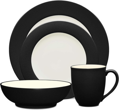 Colorwave Graphite 4-Piece Place Setting for One - Stylish Dinnerware Set