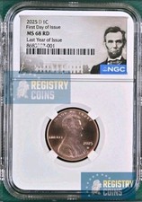 2025 D Lincoln SHIELD 1c Cent Penny NGC MS68 RD First Day Issue FDI Last Issue %