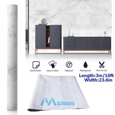 Waterproof White Marble Contact Paper 23.6 x118 Peel Stick for Kitchen Cupboard