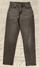 American Eagle Women  s High Rise Mom Jeans Sz 00 Short Stretch Black Denim