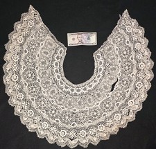 Early Antique Huge Bobbin Lace Collar 30" in Diameter