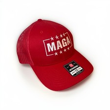MAGA Trump 2024 Richardson 112 Trucker Hat Snapback Cap Red Curved Bill