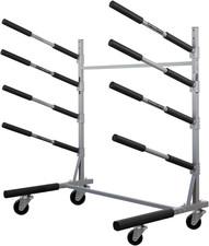 4 1 Tier Freestanding SUP Storage Rack with Wheels - Adjustable Salty Grey