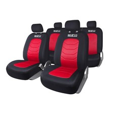 Sitzbezüge Schonbezüge für Peugeot 206 306 Auto Sitzschoner Schwarz Rot 5x Set