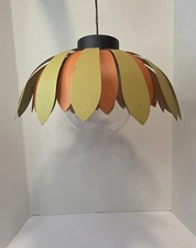 COOL Vintage MCM 60s 70s Lightolier Rare Metal Lotus Petal Hanging Swag Light 