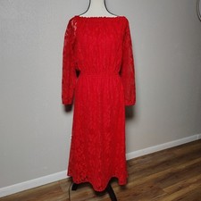 Nine West Vibrant Red Long Sleeve Dress Size 8