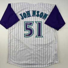 Facsimile Autographed Randy Johnson Arizona Pinstripe Auto Jersey XL