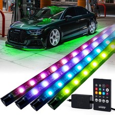 Xprite 4pcs 5050 Rgb Led Light Strips Tube Underglow Underbody Neon Lights Kit