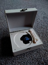 Beige Portable CD Player with USB, Headphone Jack, Built-in Speaker