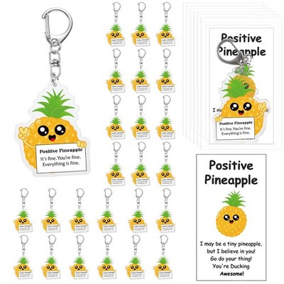 24 Pcs Smile Face Keychains, Employee Gift, Acrylic, Positive Card, Bulk, Team