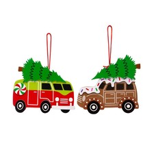 4" x 3 1/2" - 3 3/4" Christmas Vehicles with Tree Ornament Foam Craft Kit - Make