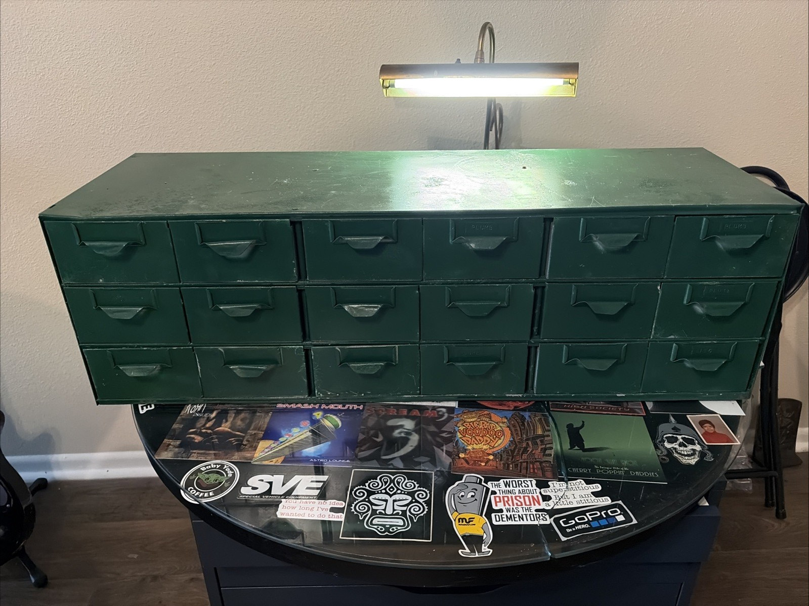 Vintage 18 Drawer Metal Parts Cabinet Industrial Organizer Garage Bin