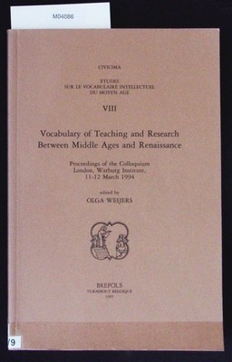 Vocabulary of teaching and research between Middle Ages and Renaissance. Proceed