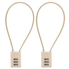2 Pack 3 Digit Combination Lock with 0.98Ft Wire Cable, Helmet Padlock Gold