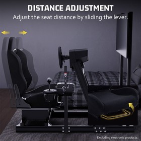 Hottoby Racing Sim Cockpit 4080 Aluminum With Black Seat & TV Stand Fit Logitech