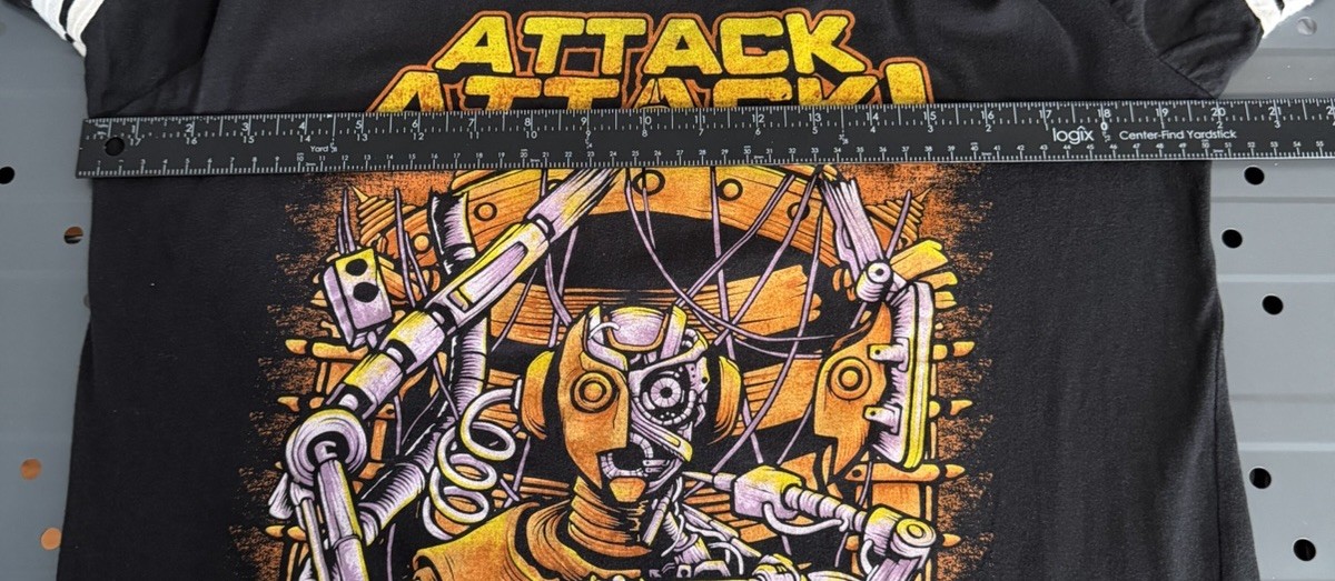Vintage Attack Attack Robot Ringer Vneck Large Sc… - image 11