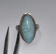 Elegant 925 Sterling Silver Light-Blue Stone Ring