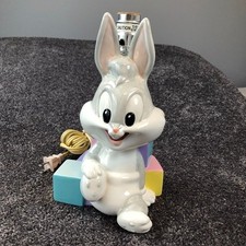 1998 Vintage Baby Looney Tunes Lamp Bugs Bunny Ceramic Nursery Light Rare TESTED
