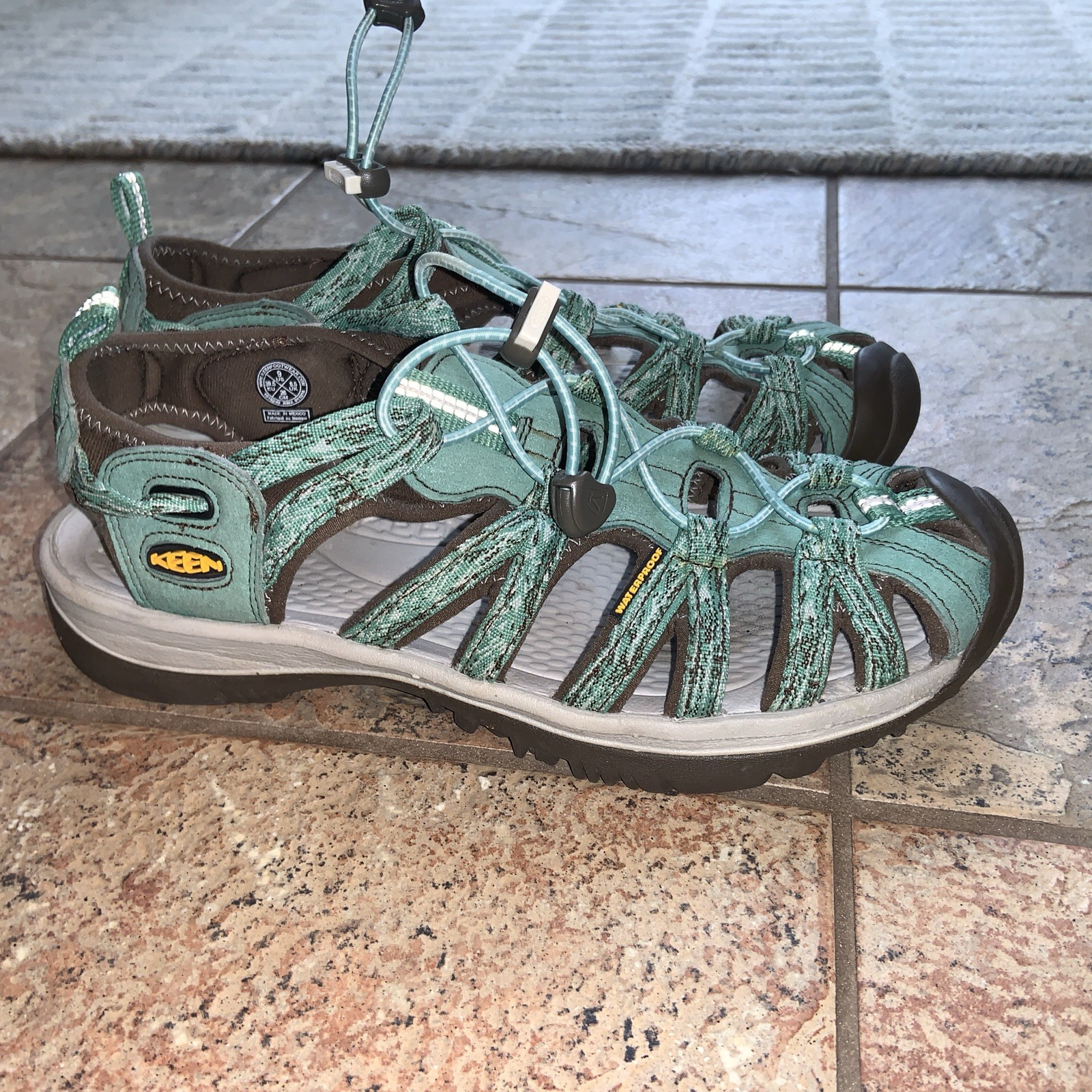 Sandali donna KEEN taglia 9 impermeabili escursionismo teal sussurro grigio nero??
