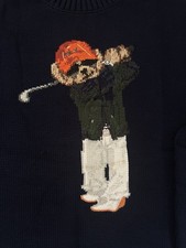 Ralph Lauren Iconic Swinging Golf Polo Bear Sweater L NEXT-DAY SHIPPING